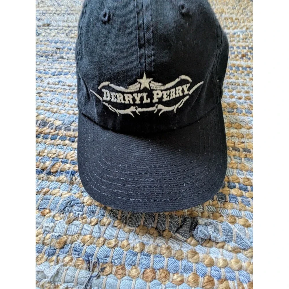 Derryl Perry Black Western Cowboy Hat Adjustable Country Concert Rodeo